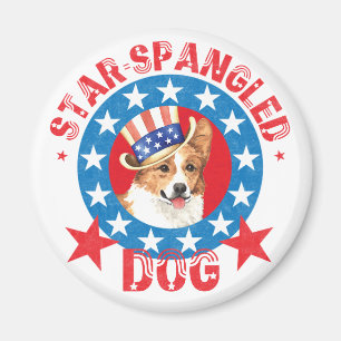 Patriotic Pembroke Welsh Corgi Magnet