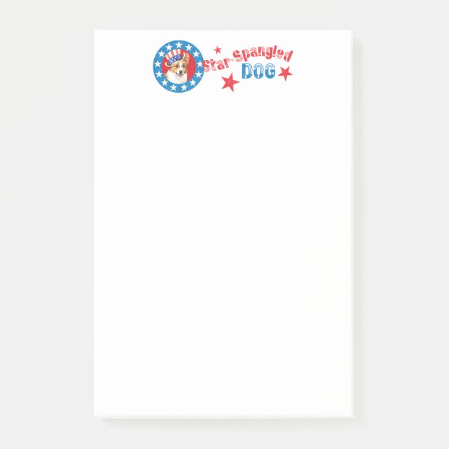 Patriotic Pembroke Welsh Corgi Post-it Notes (Front)