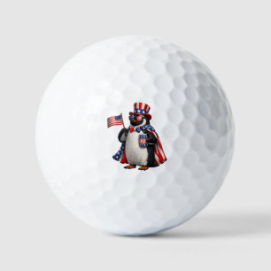 Patriotic Penguin American Flag Outfit 4th of July Golf Balls