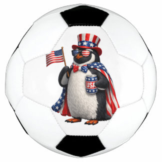 Patriotic Penguin American Flag Outfit 4th of July Soccer Ball