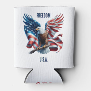 Patriotic Personalised U.S.A. Freedom with Eagle Can Cooler