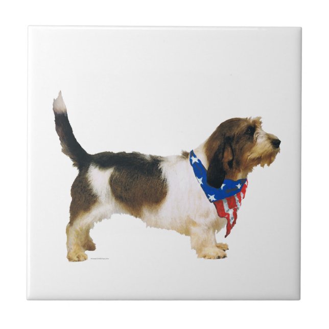 Patriotic Petit Basset Griffon Vendeen Ceramic Tile (Front)