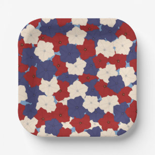Patriotic Petunias Paper Plate