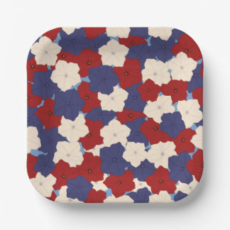 Patriotic Petunias Paper Plate