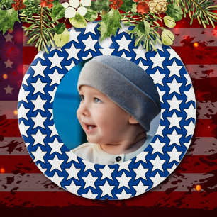 Patriotic Photo Baby's First Christmas Ornament