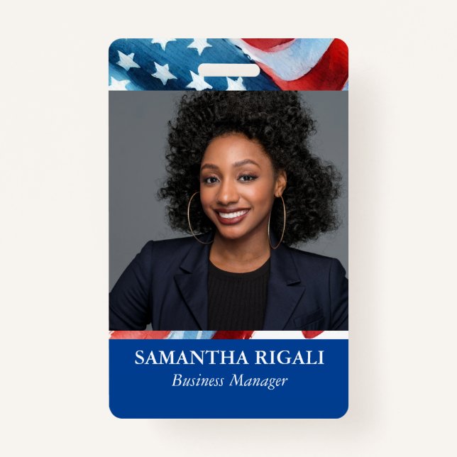 Patriotic Photo Customisable Badge ID Badge (Front)
