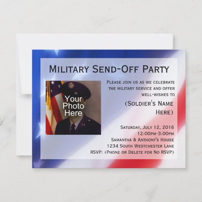 Patriotic Photo Military Send-off Party Invitation (Front)