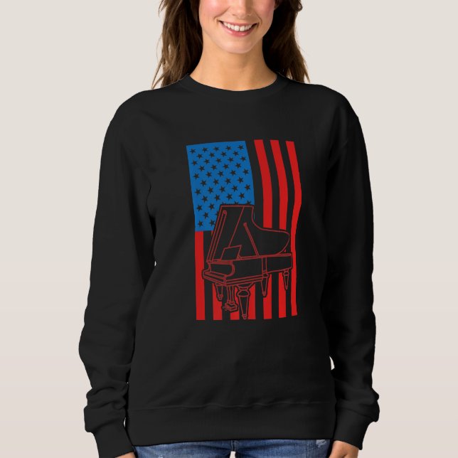 Patriotic Pianist US Flag Piano Premium Sweatshirt (Front)