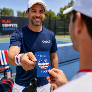 PATRIOTIC Pickleball Coach Red White Blue Business Card
