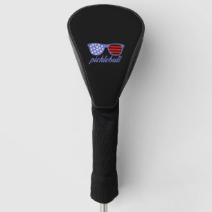 Patriotic Pickleball Design Sunglasses with Stars Golf Head Cover