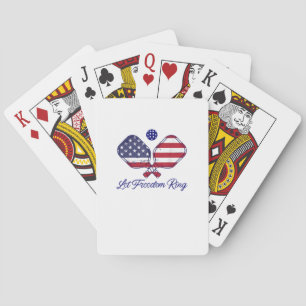 Patriotic Pickleball Let Freedom Ring 4th of July Playing Cards
