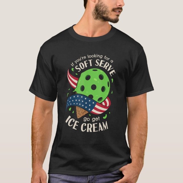 Patriotic Pickleball  Soft Serve Ice Cream Pickle  T-Shirt (Front)