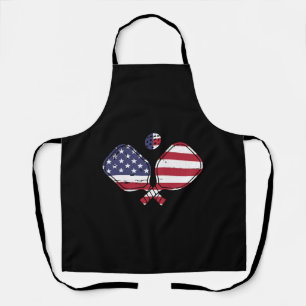 Patriotic Pickleball US Flag Paddleball Design Apron