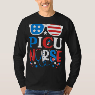 Patriotic Picu Nurse 4th Of July American Sunglass T-Shirt