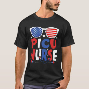 Patriotic Picu Nurse 4th Of July American Sunglass T-Shirt
