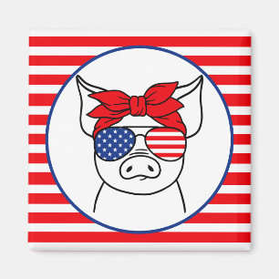Patriotic Pig Magnet