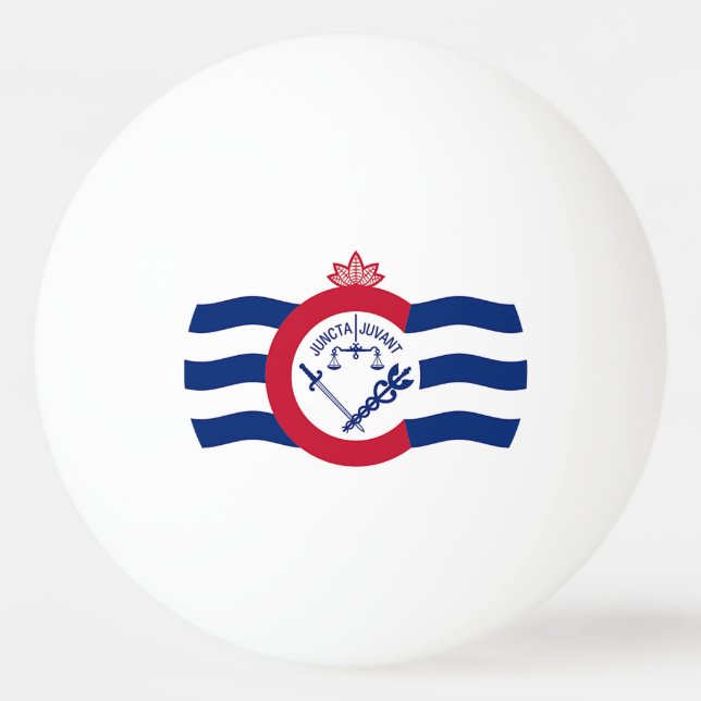 Patriotic ping pong ball with Flag of Cincinnati (Front)
