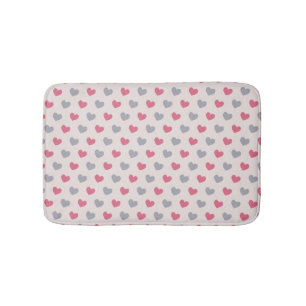 Patriotic Pink and Grey Heart Shape Bath Mat