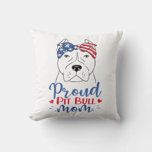 Patriotic Pit Bull American Flag July 4th Pit Bull Cushion