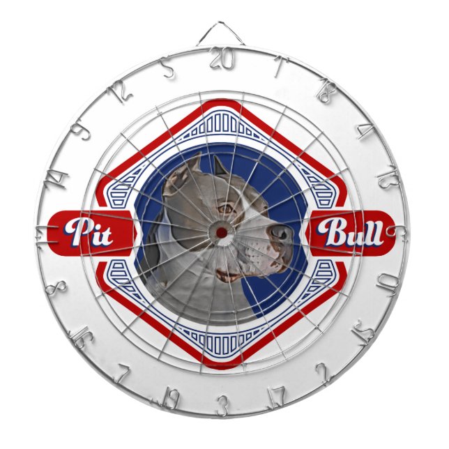 Patriotic Pit Bull Dog Logo Dartboard (Front)