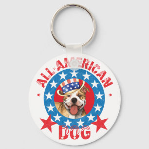 Patriotic Pit Bull Terrier Key Ring