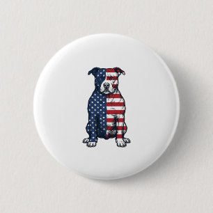 Patriotic Pit Bull Vintage Engraving Vector Design 6 Cm Round Badge
