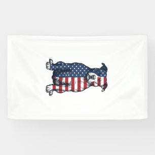 Patriotic Pit Bull Vintage Engraving Vector Design Banner