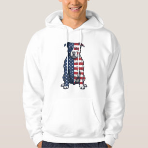 Patriotic Pit Bull Vintage Engraving Vector Design Hoodie