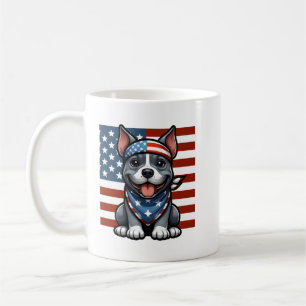 Patriotic Pitbull American Flag 4th of July BBQ Coffee Mug