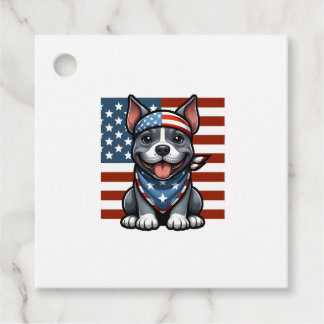 Patriotic Pitbull American Flag 4th of July BBQ Favour Tags