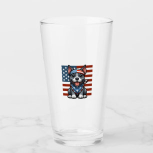 Patriotic Pitbull American Flag 4th of July BBQ Glass