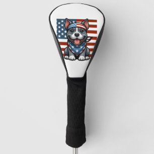 Patriotic Pitbull American Flag 4th of July BBQ Golf Head Cover