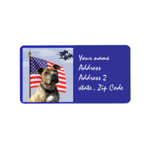 Patriotic pitbull dog label