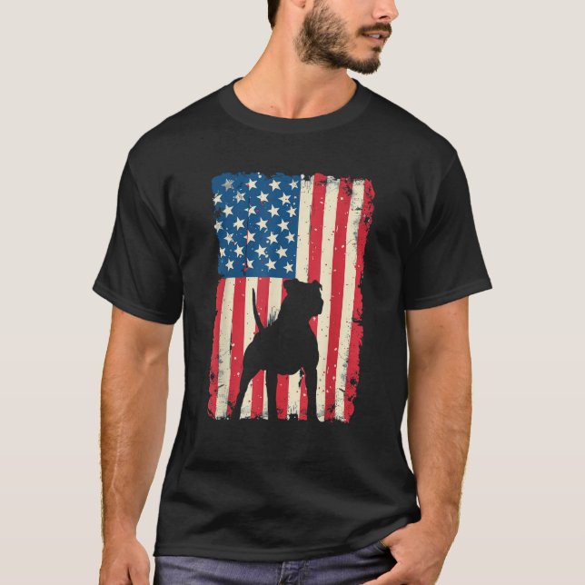 Patriotic Pitbull Dog Lover 4th of July USA Americ T-Shirt (Front)