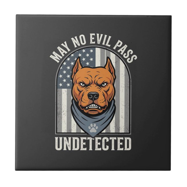 Patriotic Pitbull Guard Dog Ceramic Tile (Front)