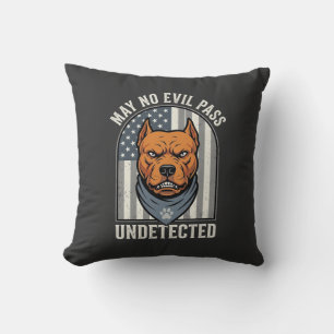 Patriotic Pitbull Guard Dog Cushion