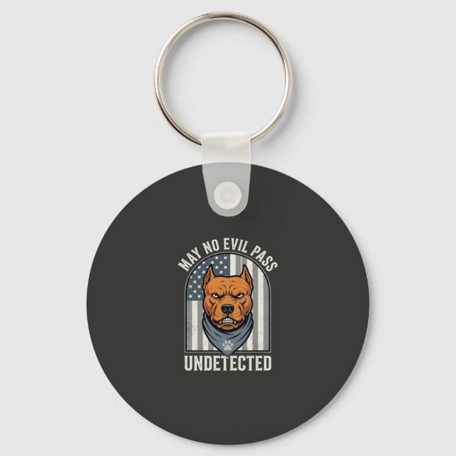 Patriotic Pitbull Guard Dog Key Ring (Front)