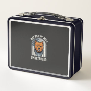 Patriotic Pitbull Guard Dog Metal Lunch Box