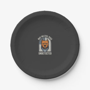 Patriotic Pitbull Guard Dog Paper Plate