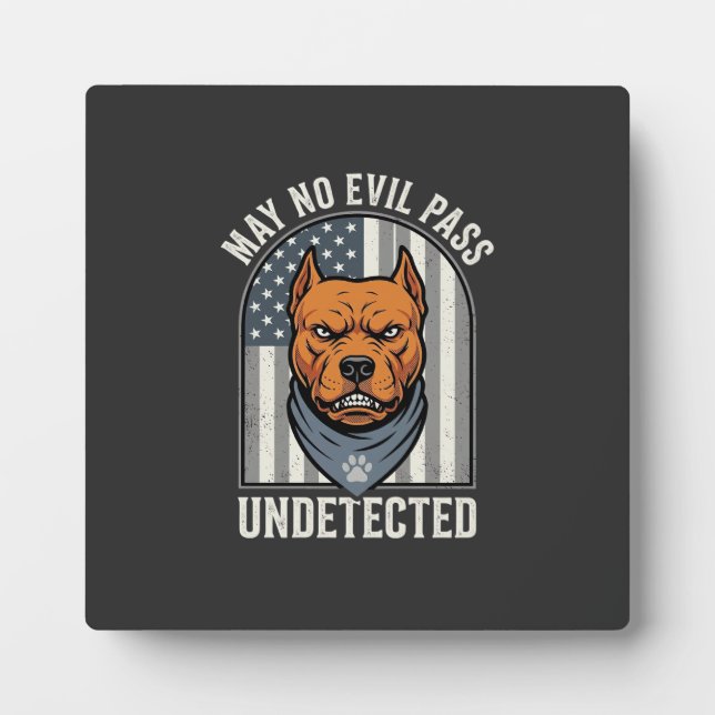 Patriotic Pitbull Guard Dog Plaque (Front)