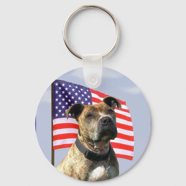 Patriotic pitbull keychain (Front)