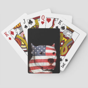 Patriotic pitbull playing cards