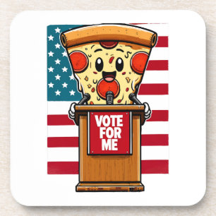 patriotic pizza vote for me coaster