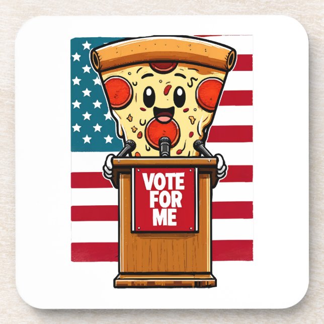 patriotic pizza vote for me coaster (Front)
