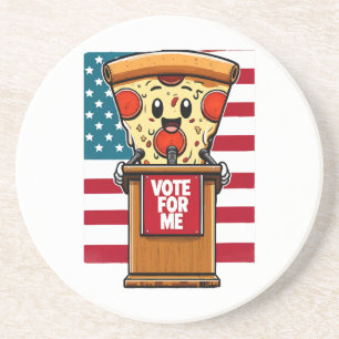 patriotic pizza vote for me coaster