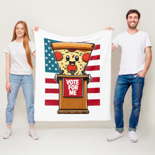 patriotic pizza vote for me fleece blanket