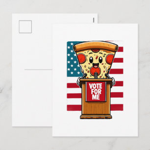 patriotic pizza vote for me holiday postcard
