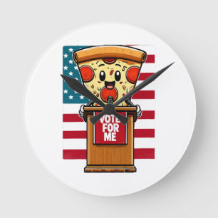 patriotic pizza vote for me round clock