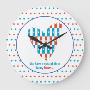 Patriotic Place In Heart, Support Encouragement Large Clock