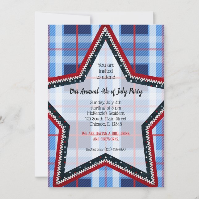Patriotic plaid invitation (Front)